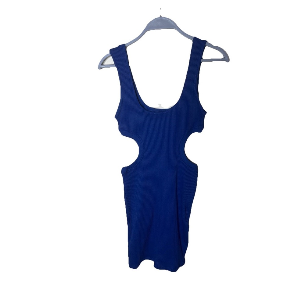 ZARA Ribbed Cutout Mini Dress Size Medium - Picture 2 of 8
